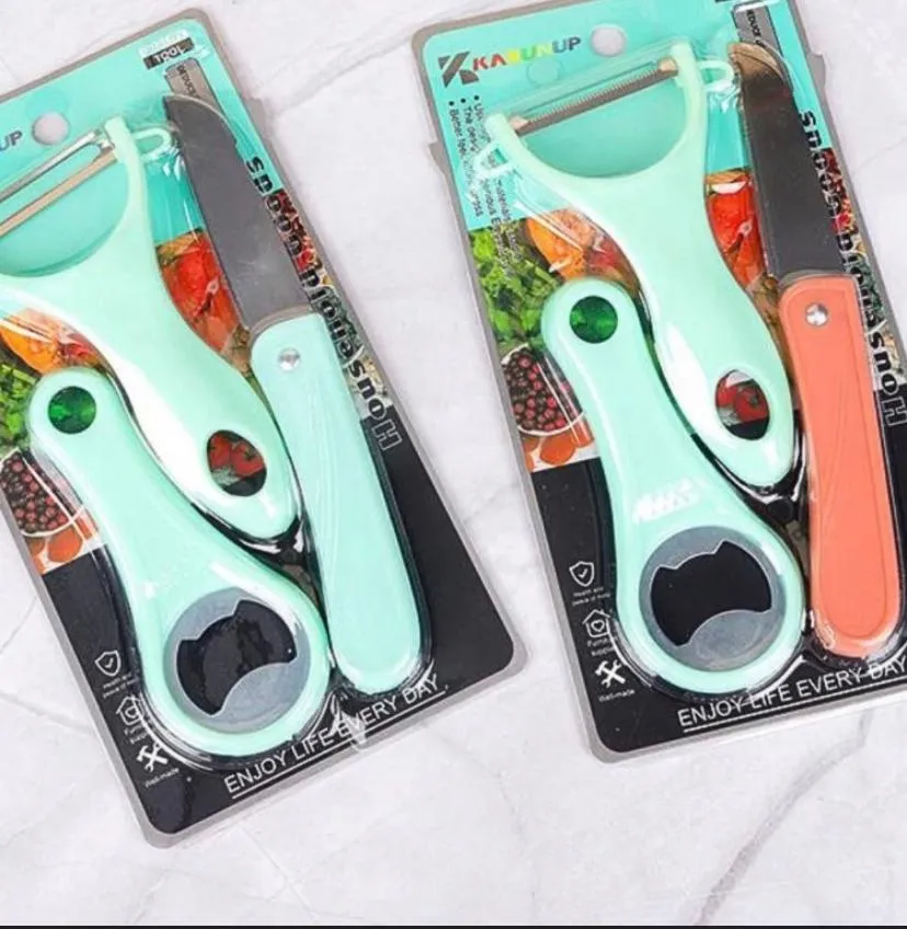 3 in 1 knife and peeler set(moq 10)
